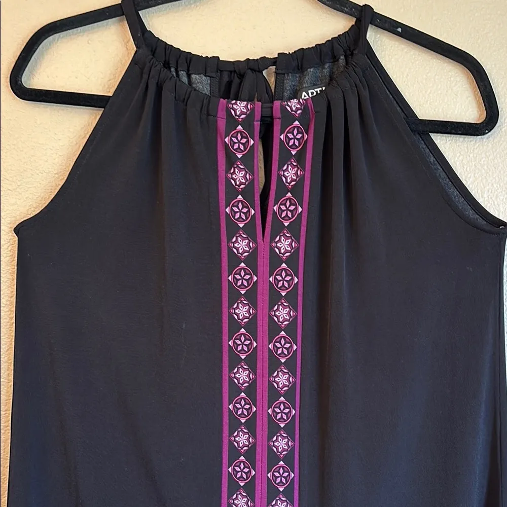 Apt. 9 Size S/M Black Purple Print Halter Shift Jersey Mini Sundress Travel - Image 3