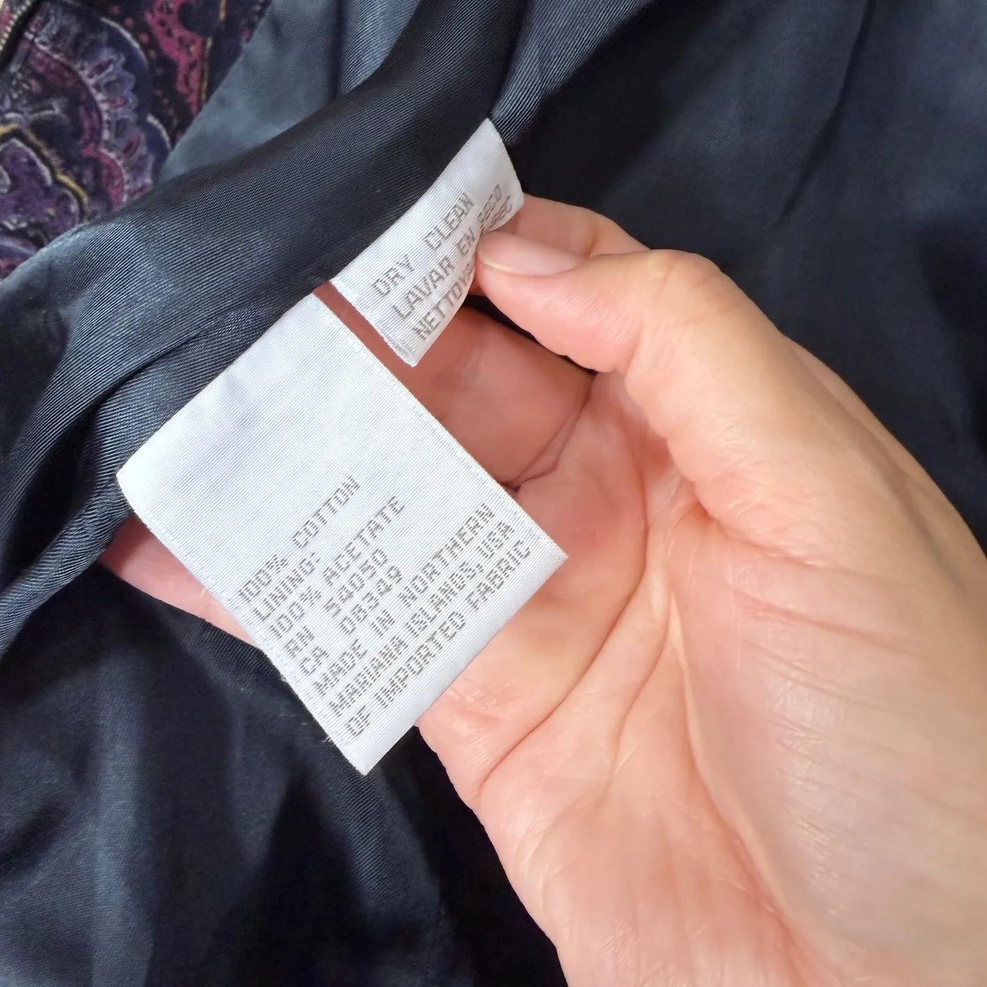 Vintage Jones New York Velvet Paisley Zipper Jacket Women Size 4 Purple Black - Image 6