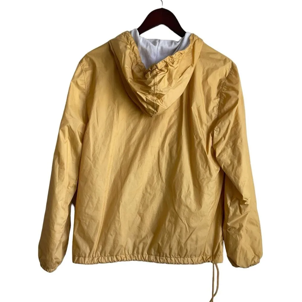 Obey Adult Pullover Hoodie Nylon Windbreaker M Yellow Pouch Pocket Jacket Sporty - Image 4