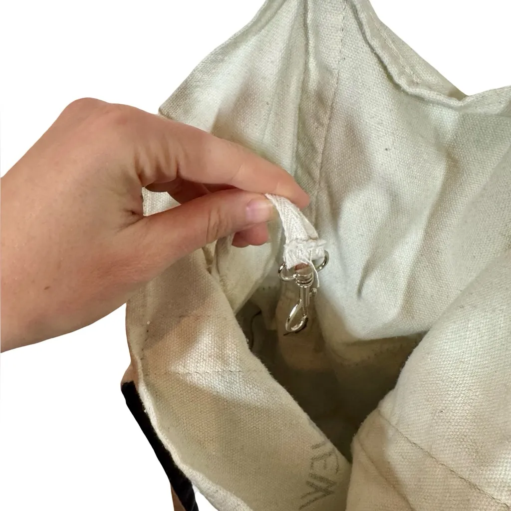 The New Yorker Vintage Small Canvas Tote Bag Book Bag Navy Blue Natural - Image 5