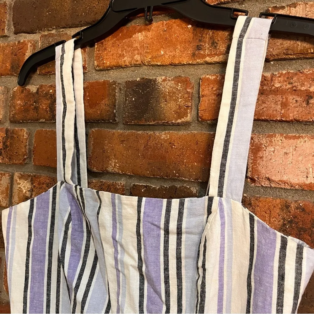 Forever 21 womens sleeveless linen blend striped mini dress blue medium - Image 3