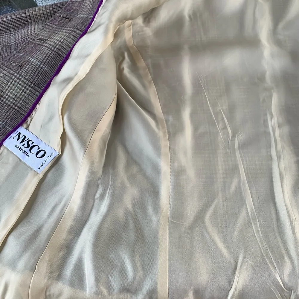 NVSCO Sartoria Designer Jacket Blazer Size S Small Plaid Tan - Image 9