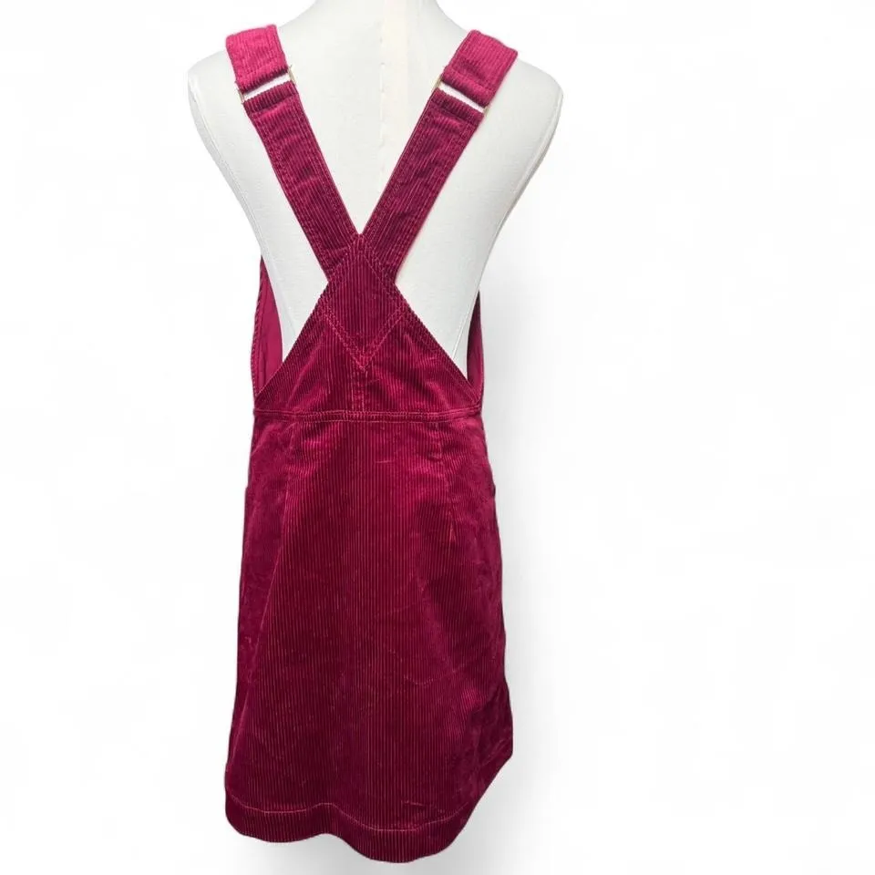 Burgundy Free People Corduroy Overall Dress Fall Vintage Vibes Layering Size 6 - Image 4