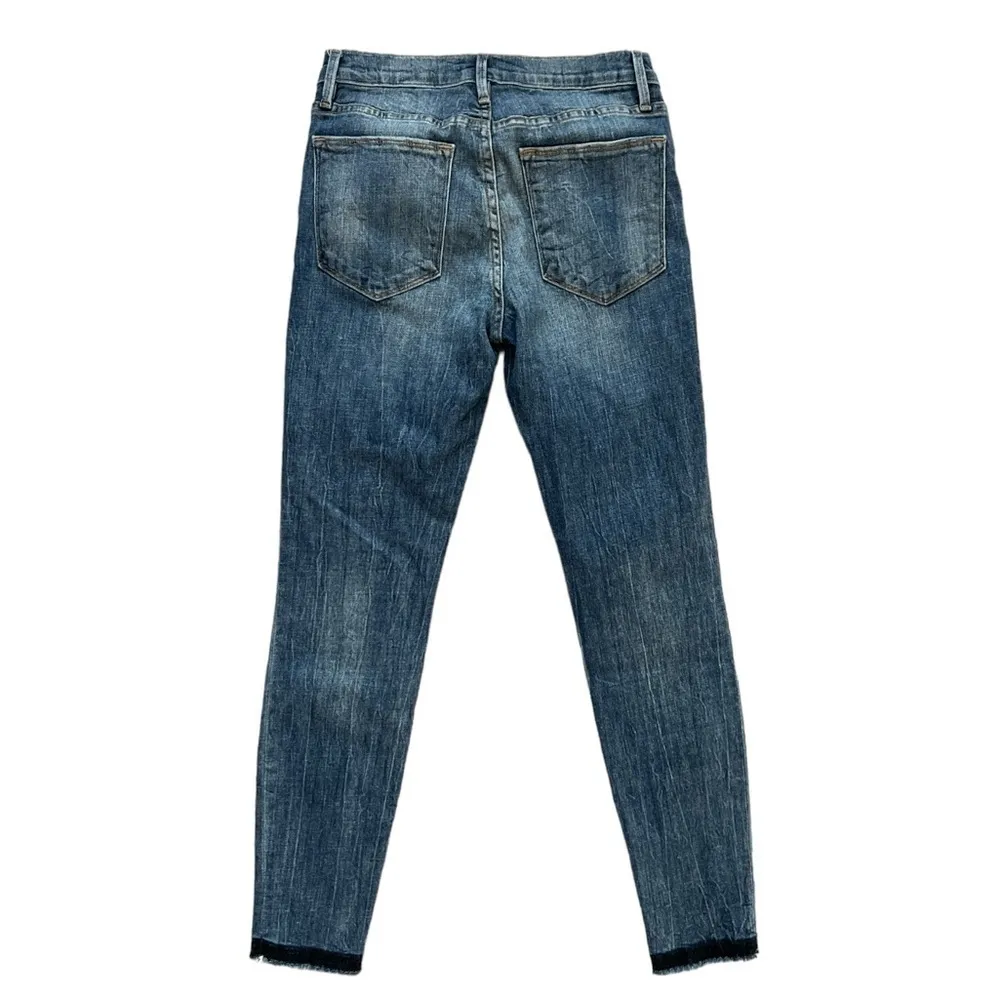 Frame Denim Le High Skinny Jeans in Langstone Acid Sandblasted Wash Blue | 26 - Image 6