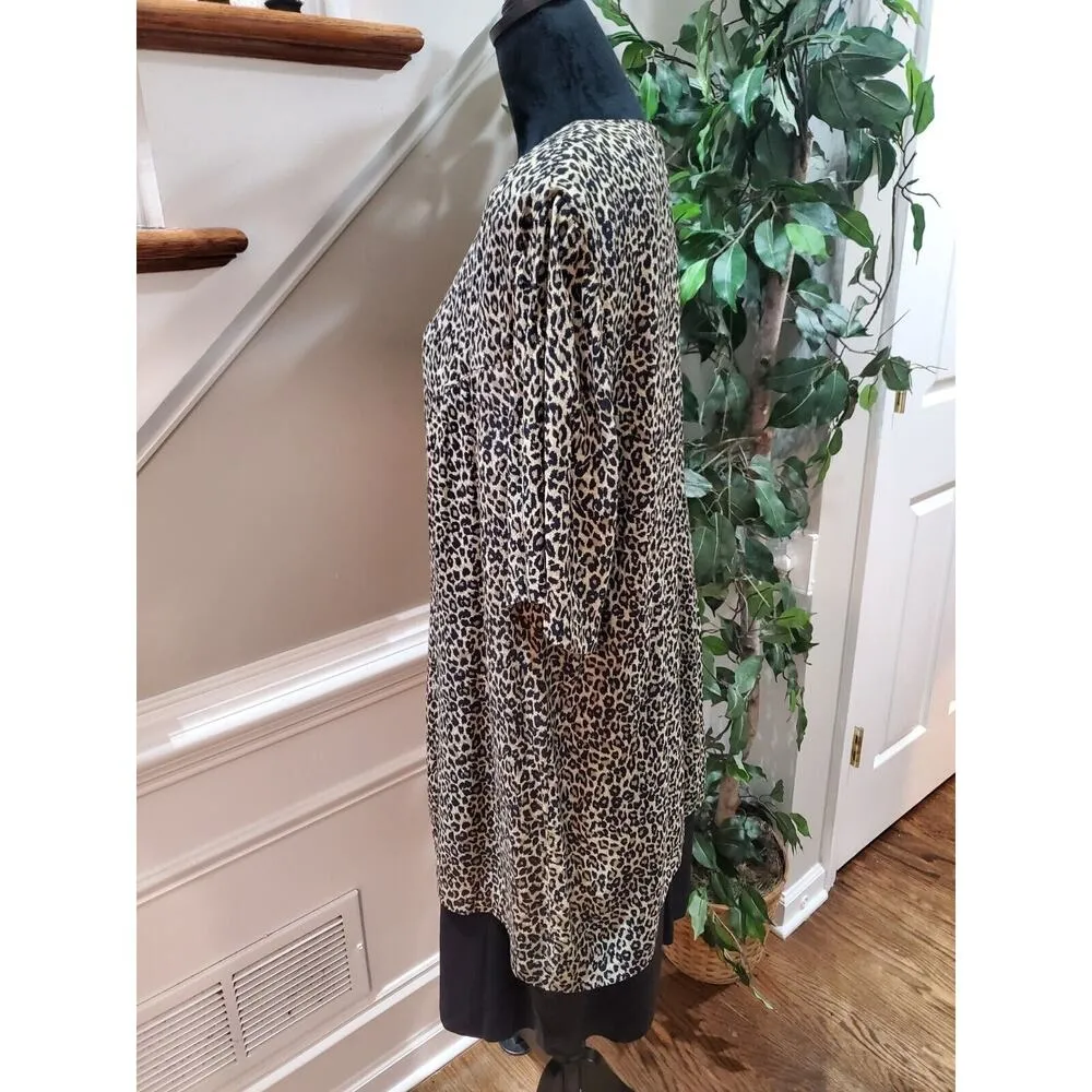 Vintage August Max Animal Print Rayon Half Sleeve Knee Length Dress Size 18 Black - Image 5