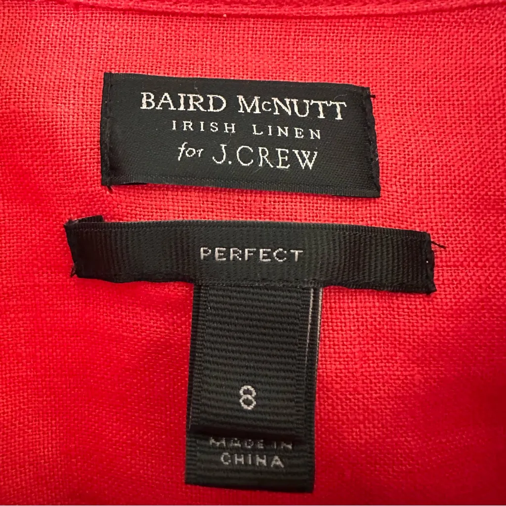 J. Crew Slim Perfect Shirt In Piece Dyed Irish Linen Baird McNutt Womens 8 - Image 3