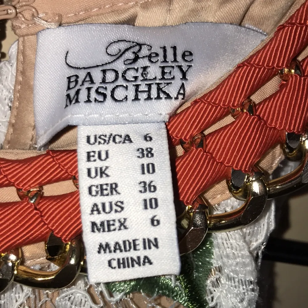 NWT Belle Badgley Mischka Women’s Floral Embroidered Lace Chain Neckline Dress - Image 13