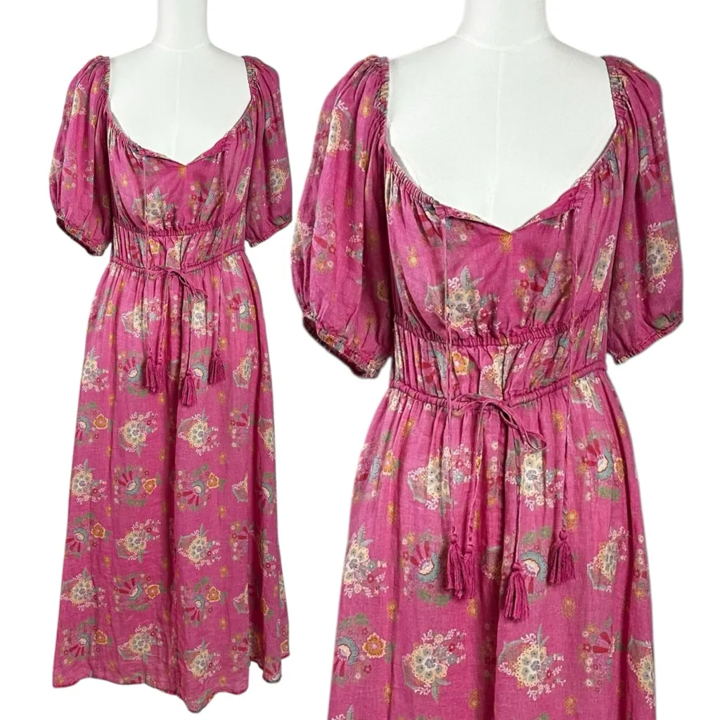Spell & the Gypsy Bohemian Solstice Lightweight Linen Whimsy Soiree Dress XXL Pink - Image 9