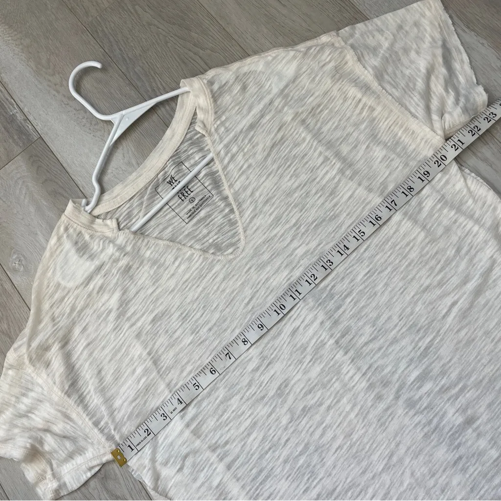 Free People Tshirt burnout maddie tee womens Cream (small) oversized sheer flowy - Image 3