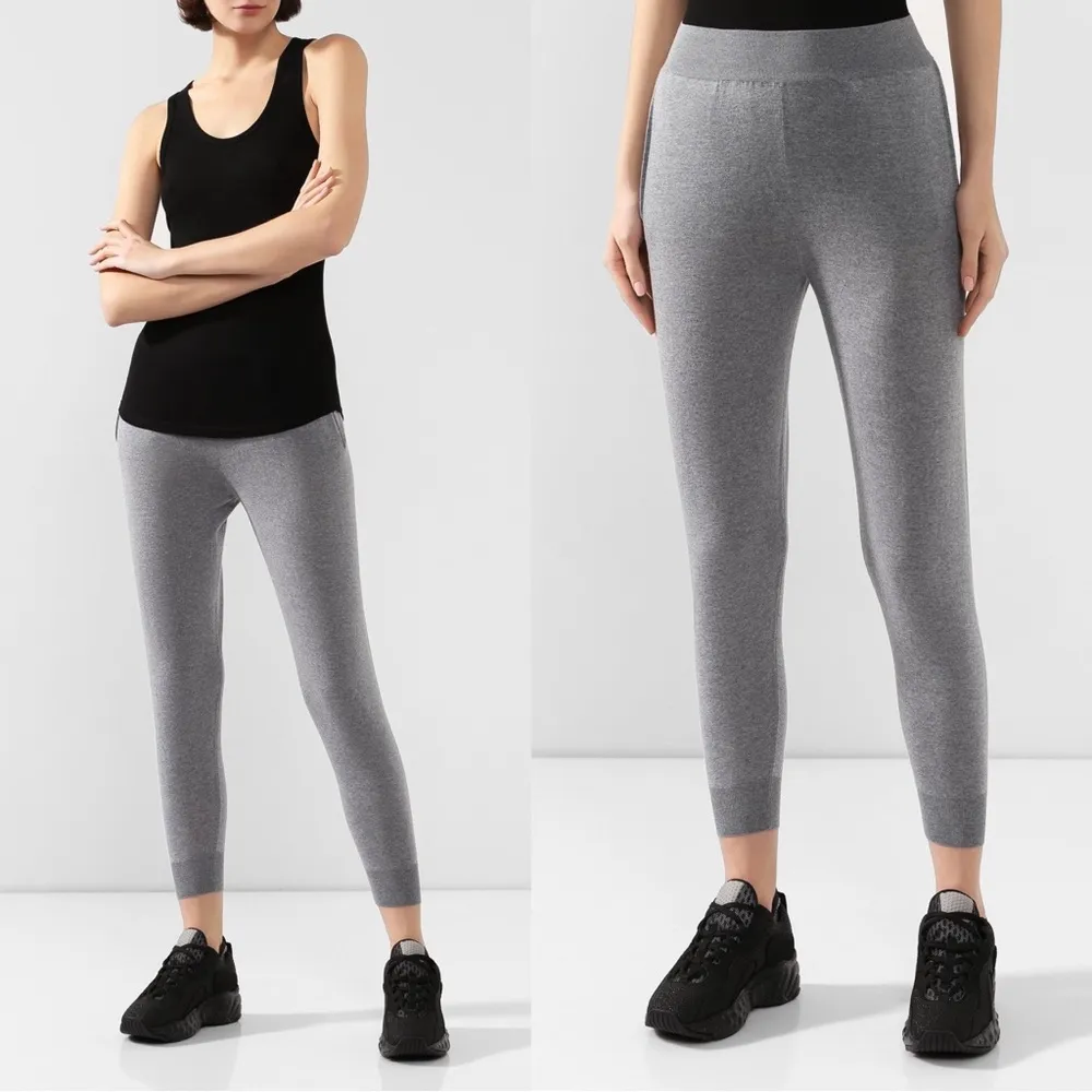 Stella McCartney • Wool Track Pants tapered grey jogger knit lounge pull-on - Image 4