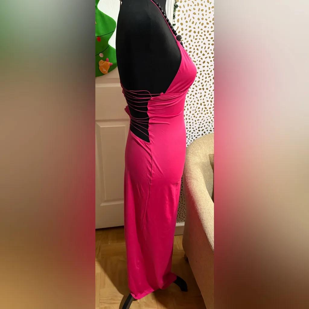 Pink Butterfly Backless Maxi Dress Size M - Image 3