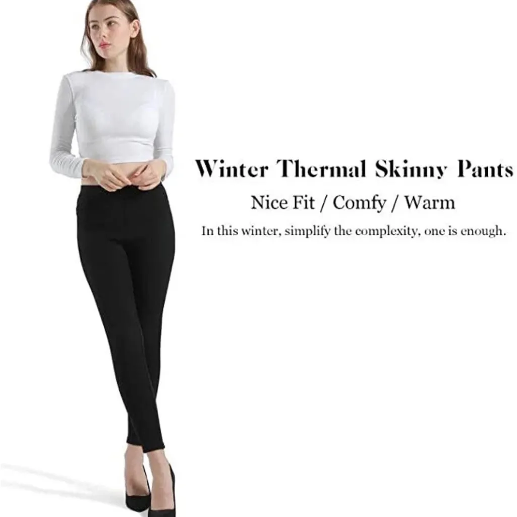 Ginasy Fleece Lined leggings Skinny Pants Size XS Black Thermal NEW - Image 2