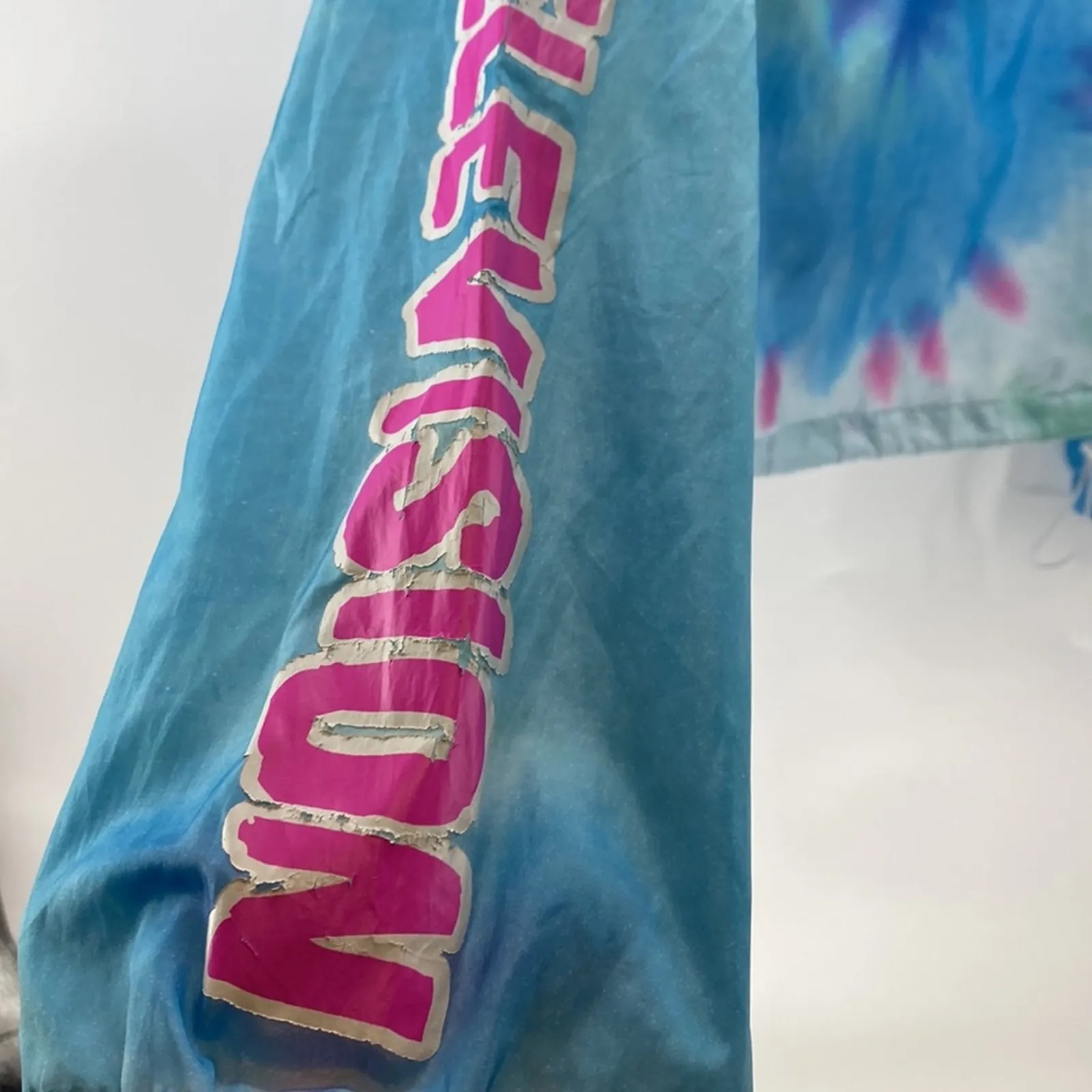 MTV tie dye cropped windbreaker lightweight beach casual boxy size XL retro - Image 4