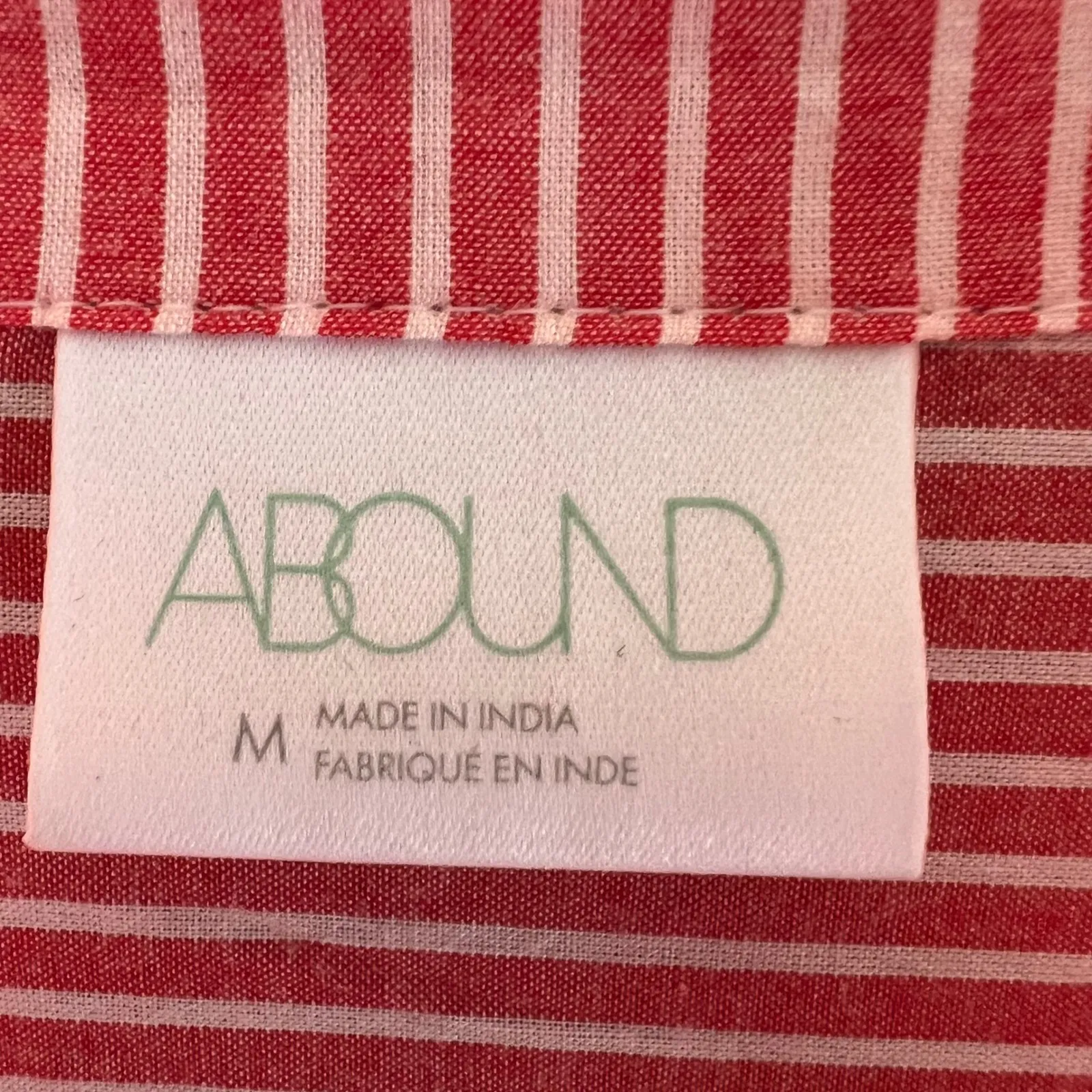 Abound Colorblock Striped Button Up Shirt Tie Cuff Top Cotton Medium - Image 2