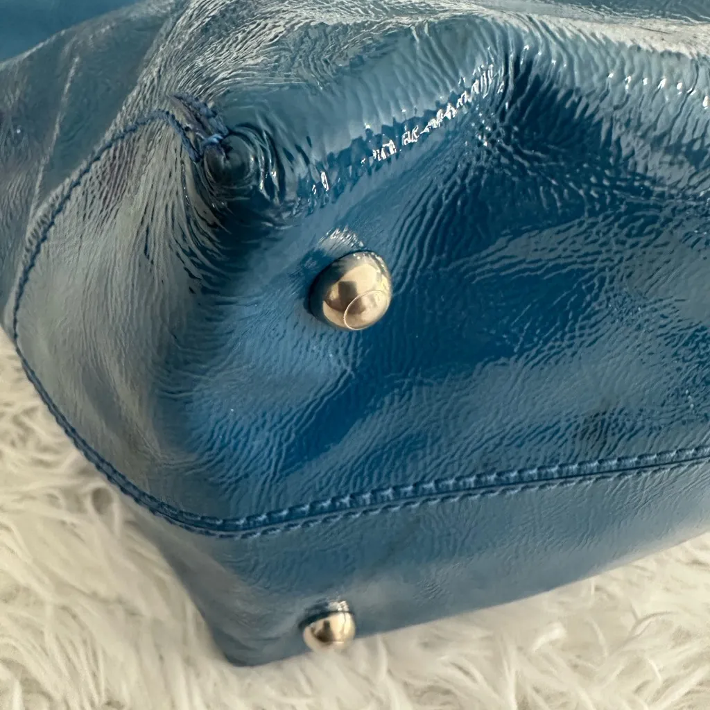 Tod’s Patent Leather Blue‎ Drawstring Tote Bag - Image 4