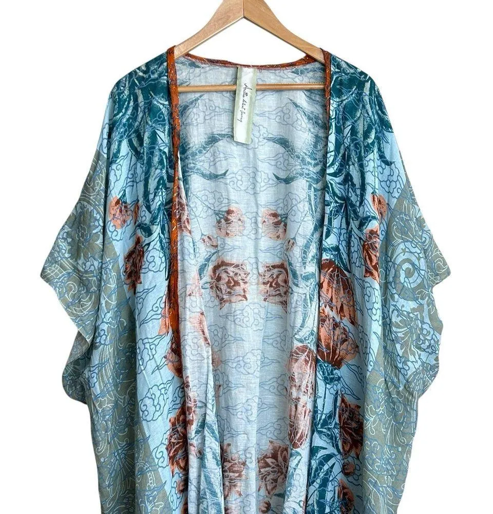 Anthropologie Aratta Silent Journey Boho Hippie Floral Kimono Duster Coverup OS - Image 2