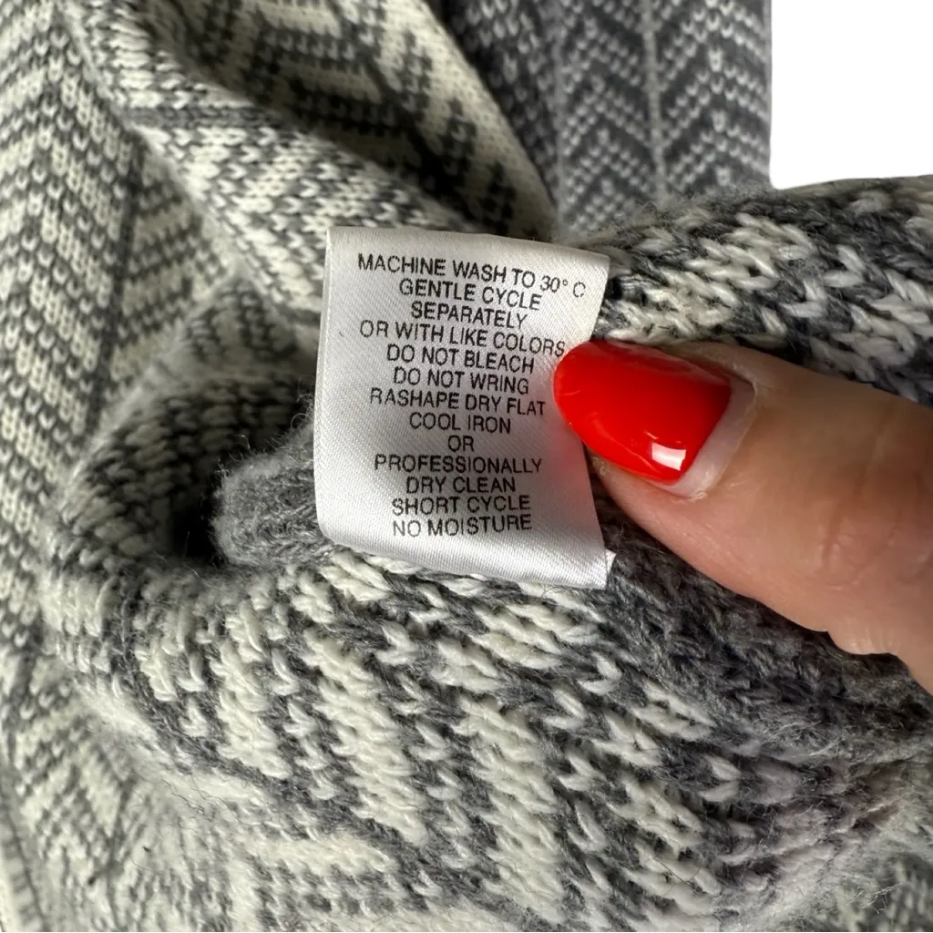 Bianca G. Knit Cape Jacket Gray White Herringbone Wool W Size XL Made in Italy - Image 7