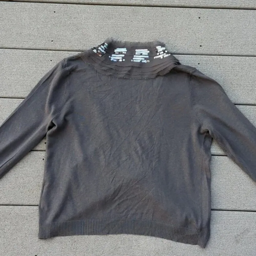 AK | Anne Klein Pima Cotton Sequin Trim Cardigan Sweater - Image 11