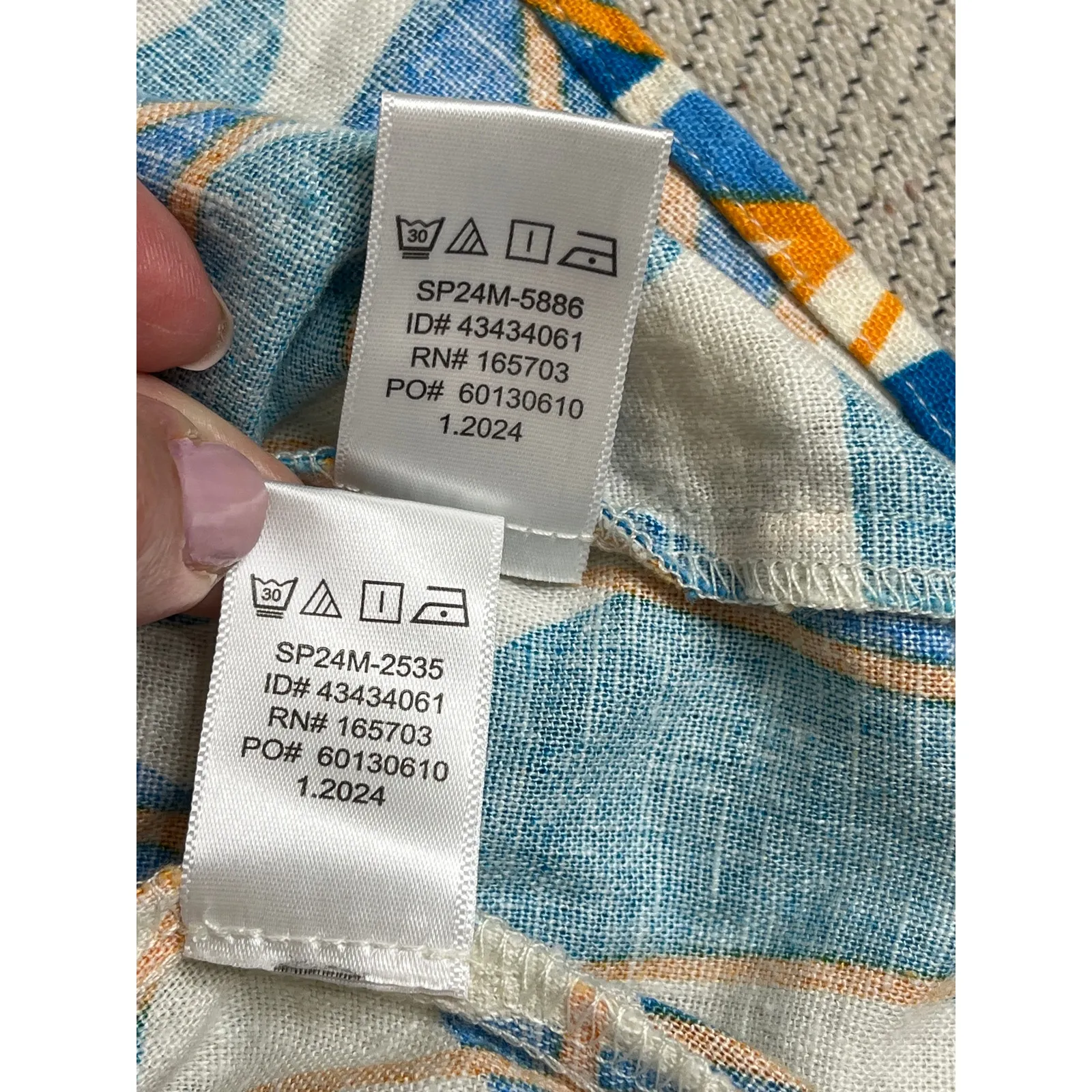 Anthropologie Calligraphie matching linen blend set, size large Blue - Image 6