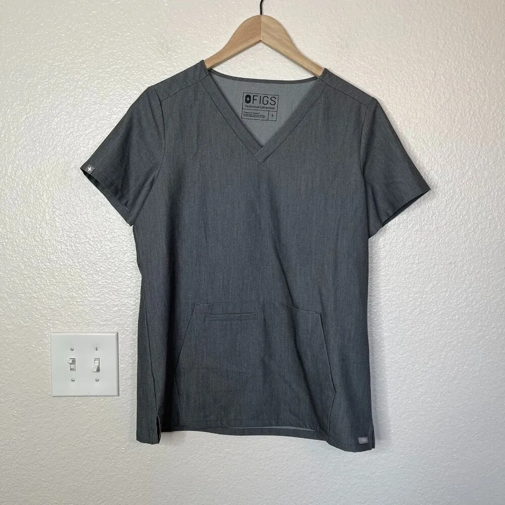 Figs Technical Collection Gray Scrub Top S style W18SW1001 short sleeve - Image 2
