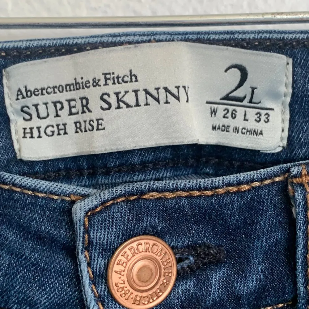 5/$25 Abercrombie & Fitch High Rise Super Skinny Jeans in Medium Blue Wash - Image 4