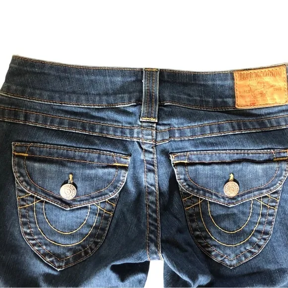 VTG True Religion Joey Boot Low Rise Flare Jean Sz. 26X28 Med. Wash Boho - Image 2