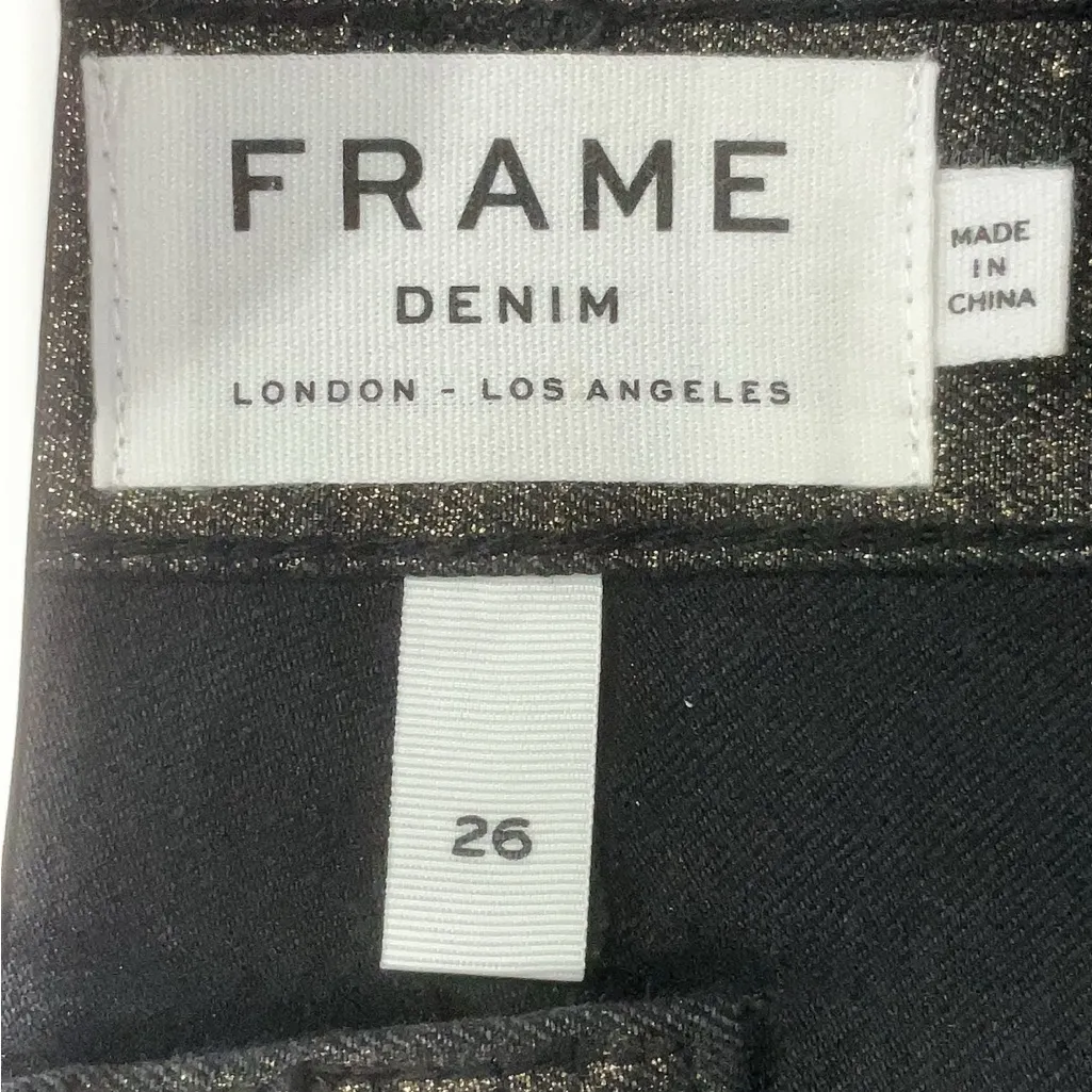 Frame Denim Metallic Gold Black Pants NWT - Image 3