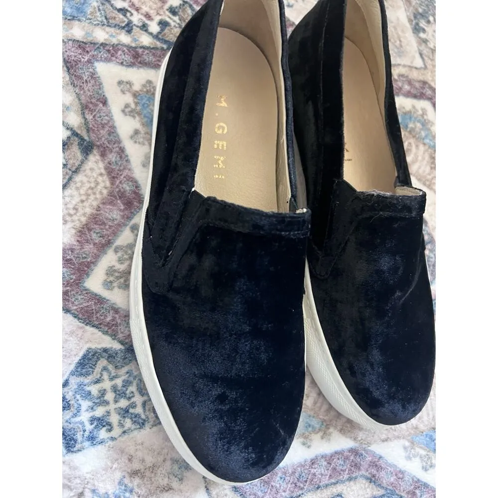 M. Gemi Black Velvet Slip On Womens Sz 5.5 Sneakers The Cerchio Made In Italy - Image 4