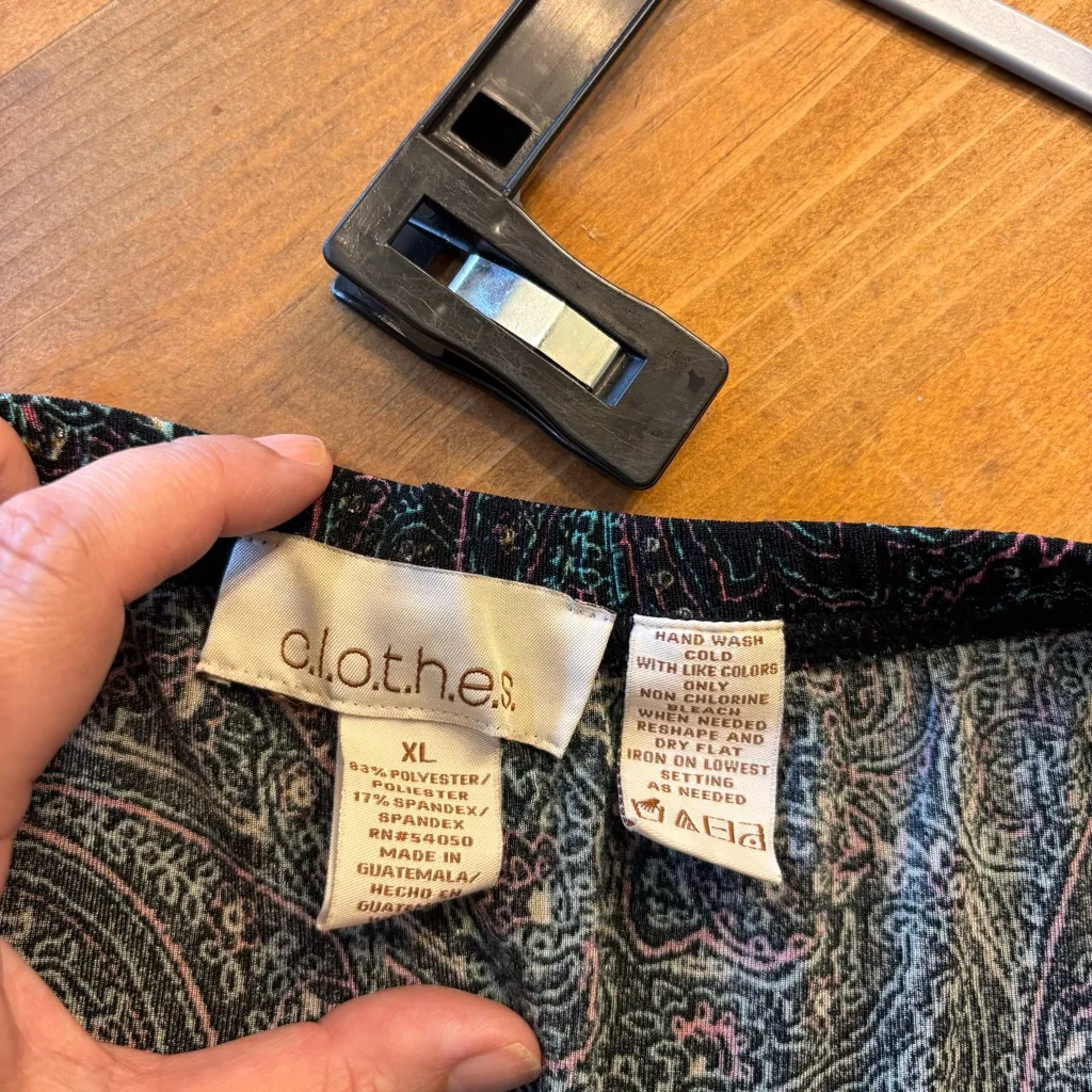 C.L.O.T.H.E.S. Womens paisly ruffles y2k maxi skirt black XL - Image 3