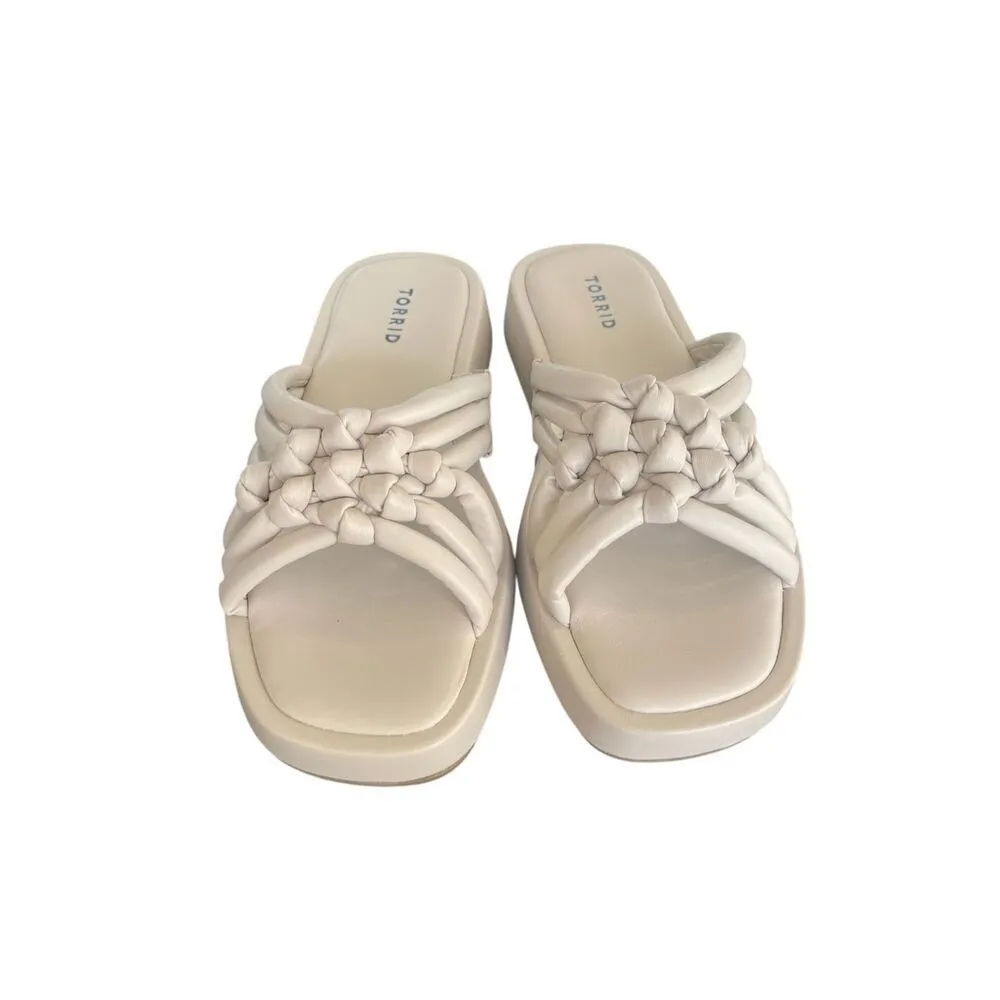 NWOB Torrid Braided Chunky Platform Slide Sandals Bone White 8.5 WW - Image 2