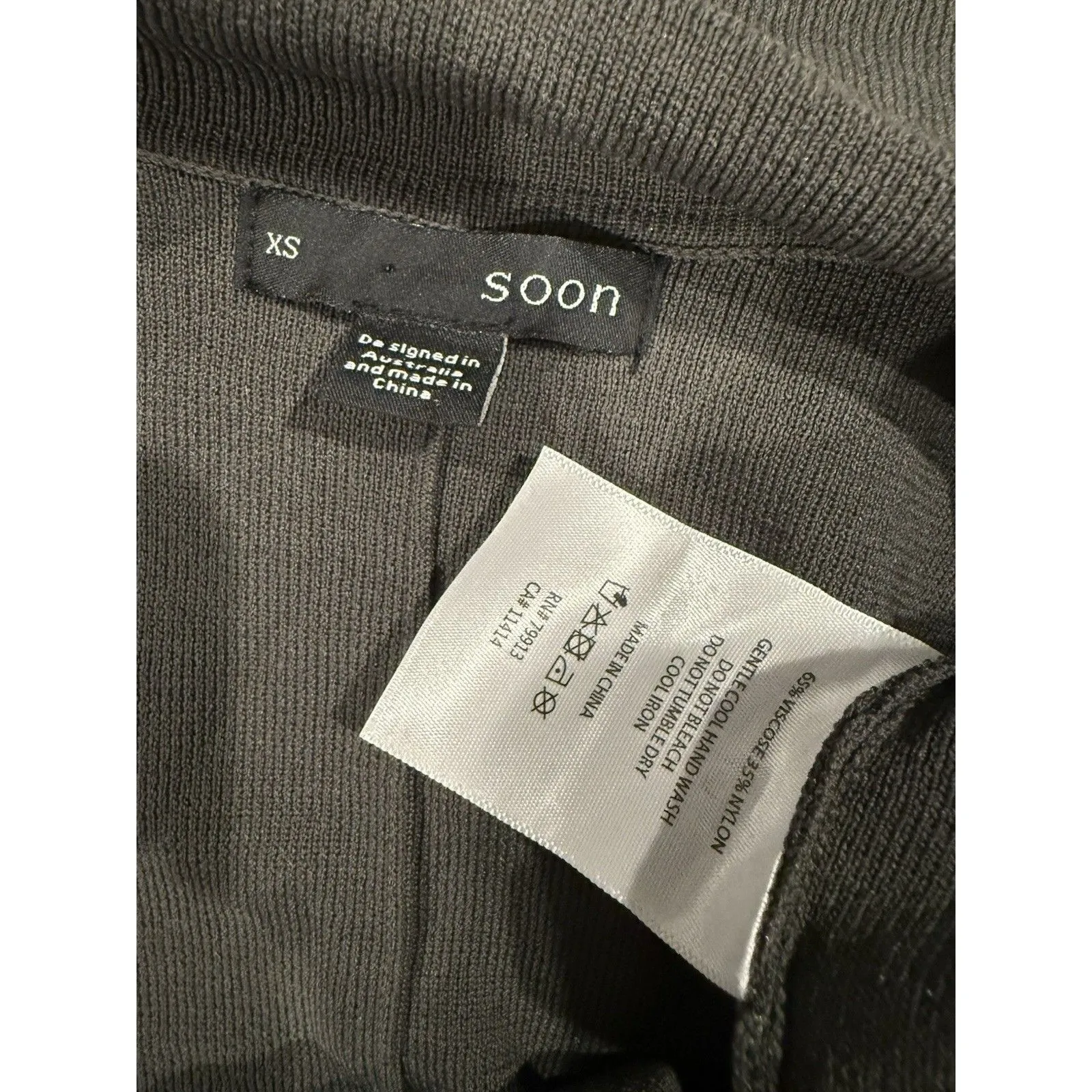 Soon Tie Cardigan Women XS Green Knit Stretch Travel Minimalist Quiet Luxury - Image 3