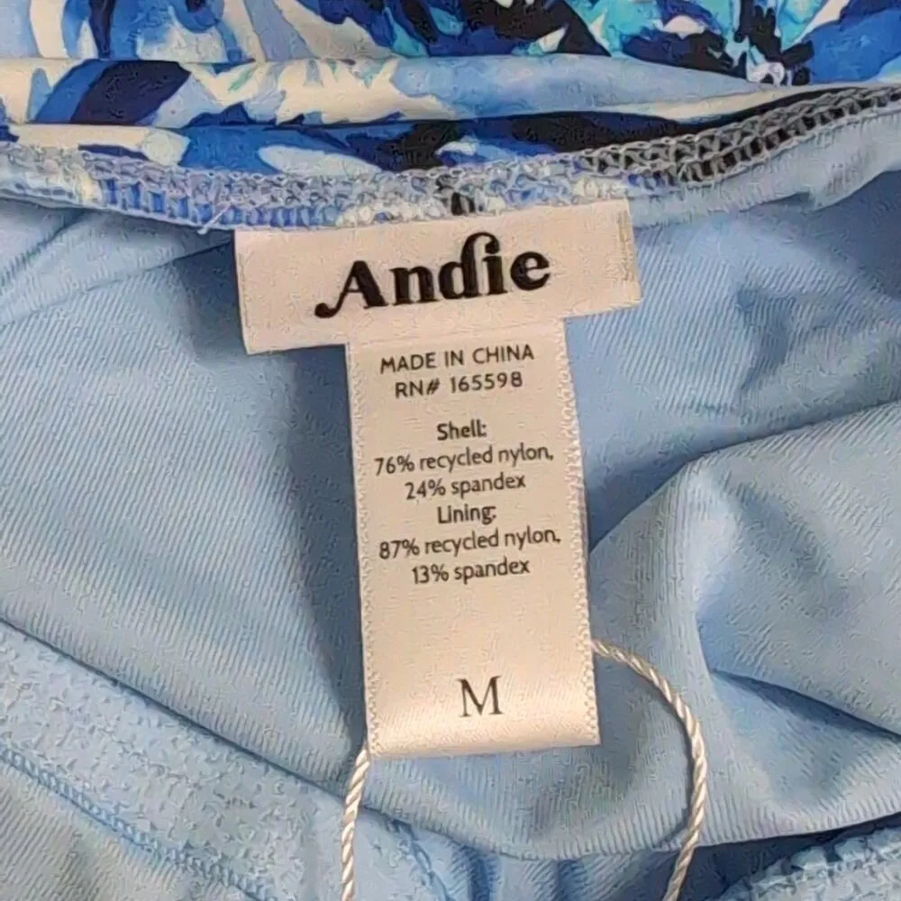 Andie The Amalfi One Piece Blue Floral Scoop Neck Adjustable Straps M New - Image 5
