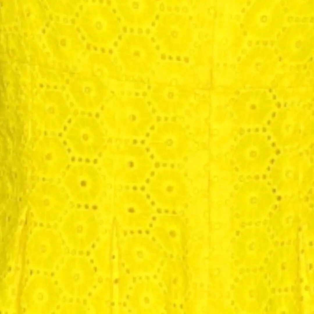 Lauren Ralph Lauren Fit & Flare Dress Yellow Eyelet Lace Sleeveless Mini Size 8P - Image 7