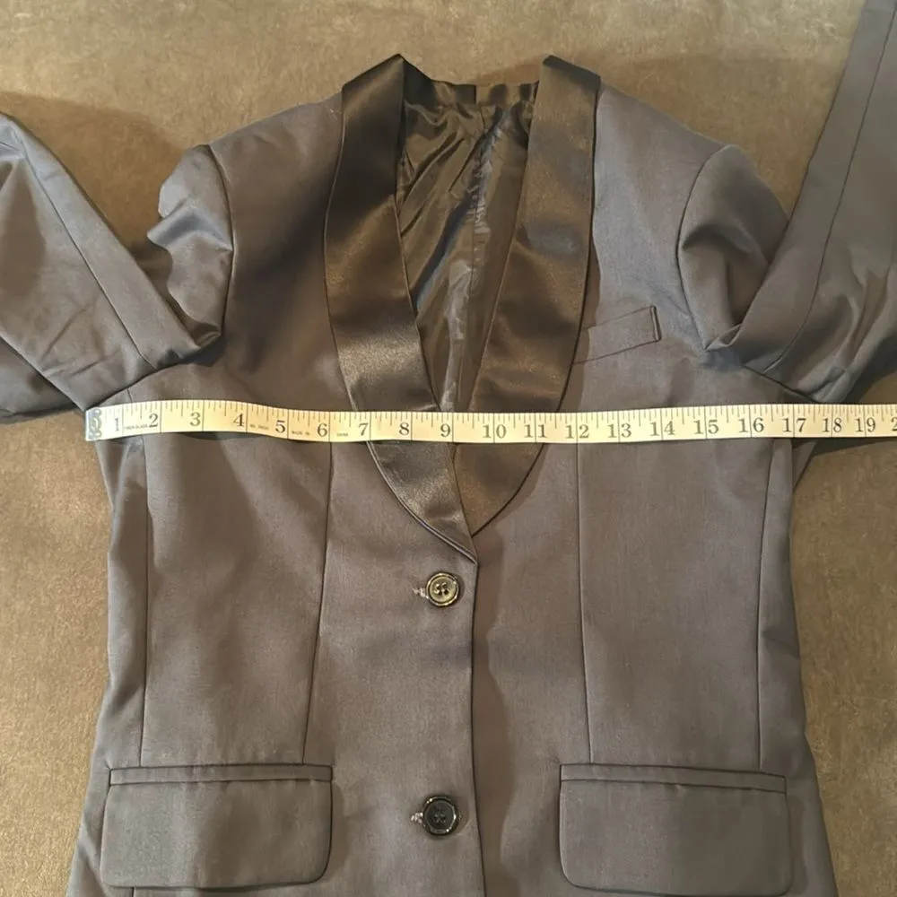 Women’s Dark Gray Slim Fit 3 Piece Formal Tuxedo Suit Shawl Lapel Size 6 NWOT - Image 7