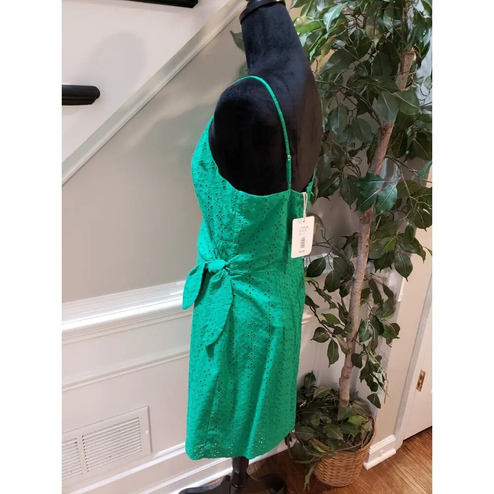 GB Womens Green Eyelet Spaghetti Strap Wrap V Neck Back Zip Knee Length Dress XL - Image 6