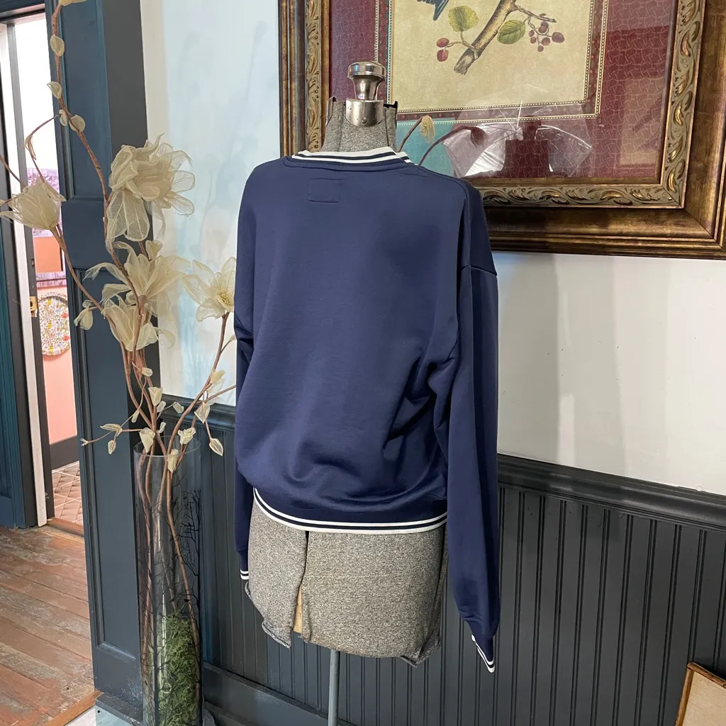 Aritzia Wilfred Free Junction Navy Sweatshirt Collegiate Preppy - Sz M 🧡🎀 - Image 9