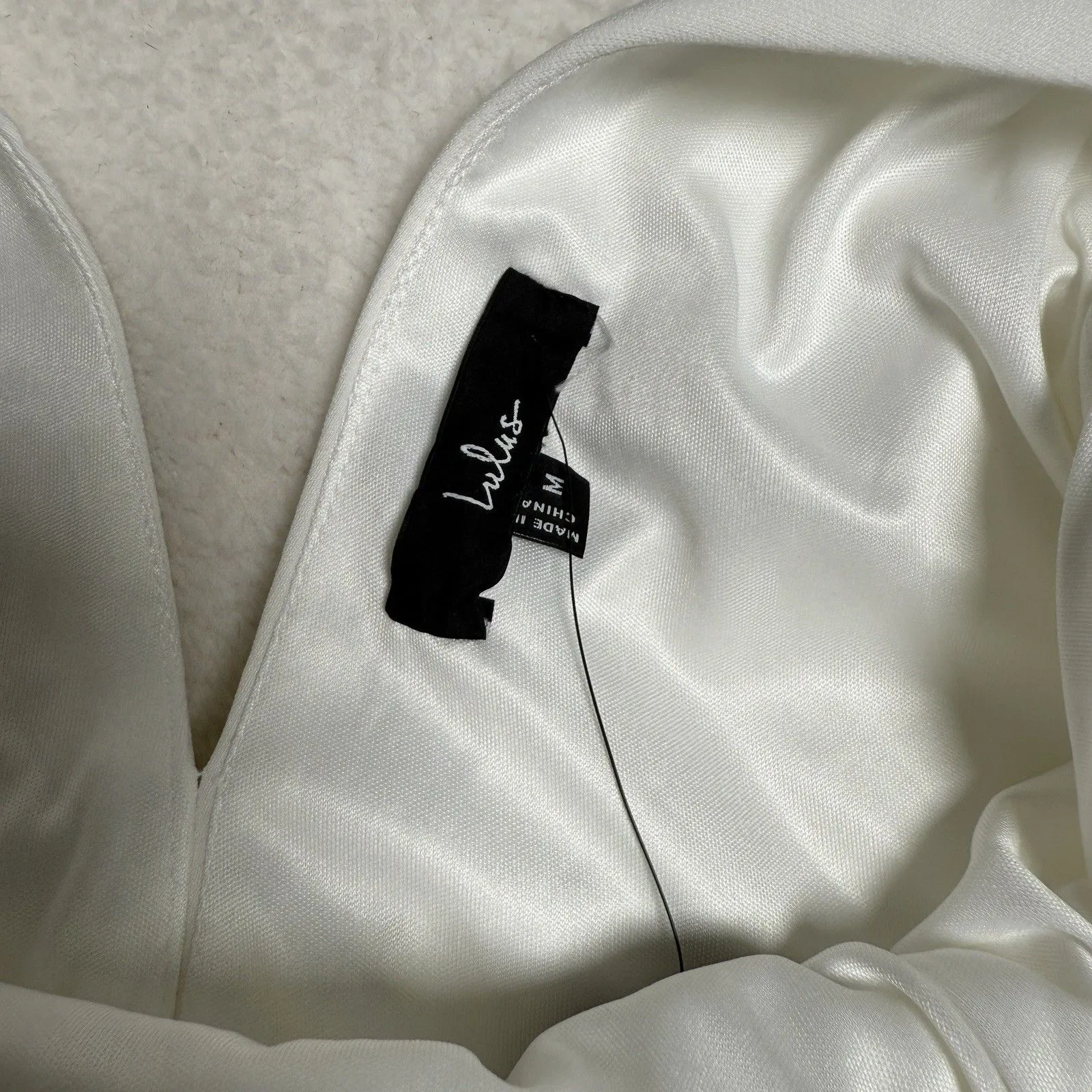 Lulus Blissfully Beaming White Sleeveless Bow Mini Dress Size M Bridal Wedding - Image 4