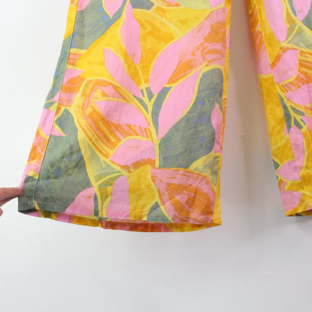 Tahari Linen Bright‎ Floral Wide Leg Pants Size L - Image 4