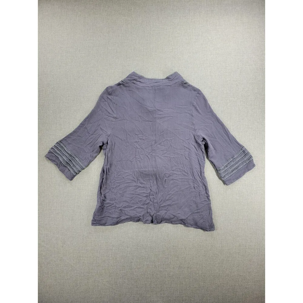 Mislook Womens Blouse Size S Dusty Purple Lace Boho Tassel Neck 3/4 Sleeve Tunic - Image 11