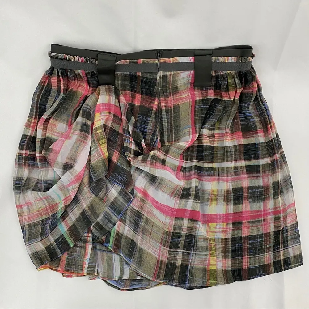 TED BAKER London Plaid Chiffon Skirt Size 2 - Image 8