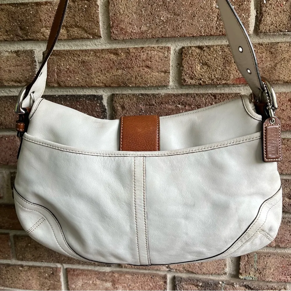 White and Tan Coach Soho Handbag - Image 2