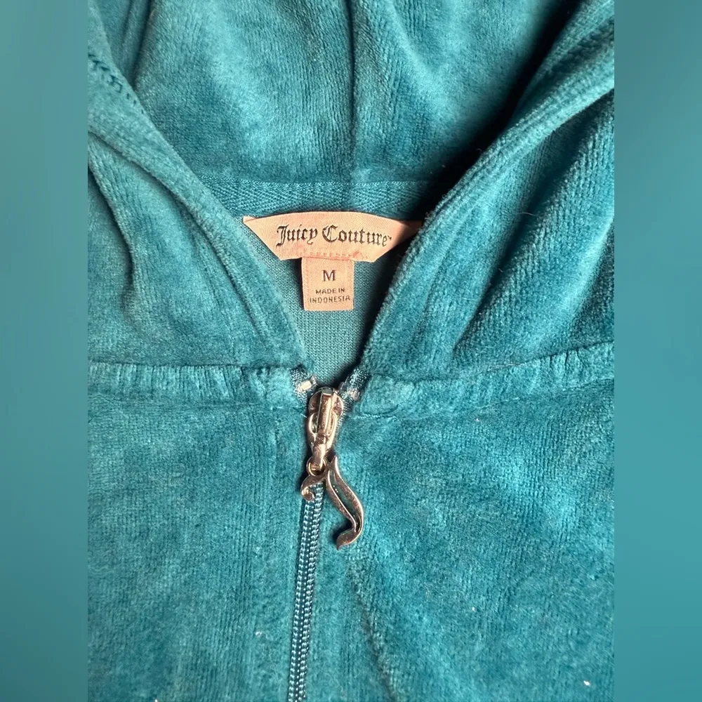 Juicy Couture Teal Velour Hoodie Jacket - Image 2