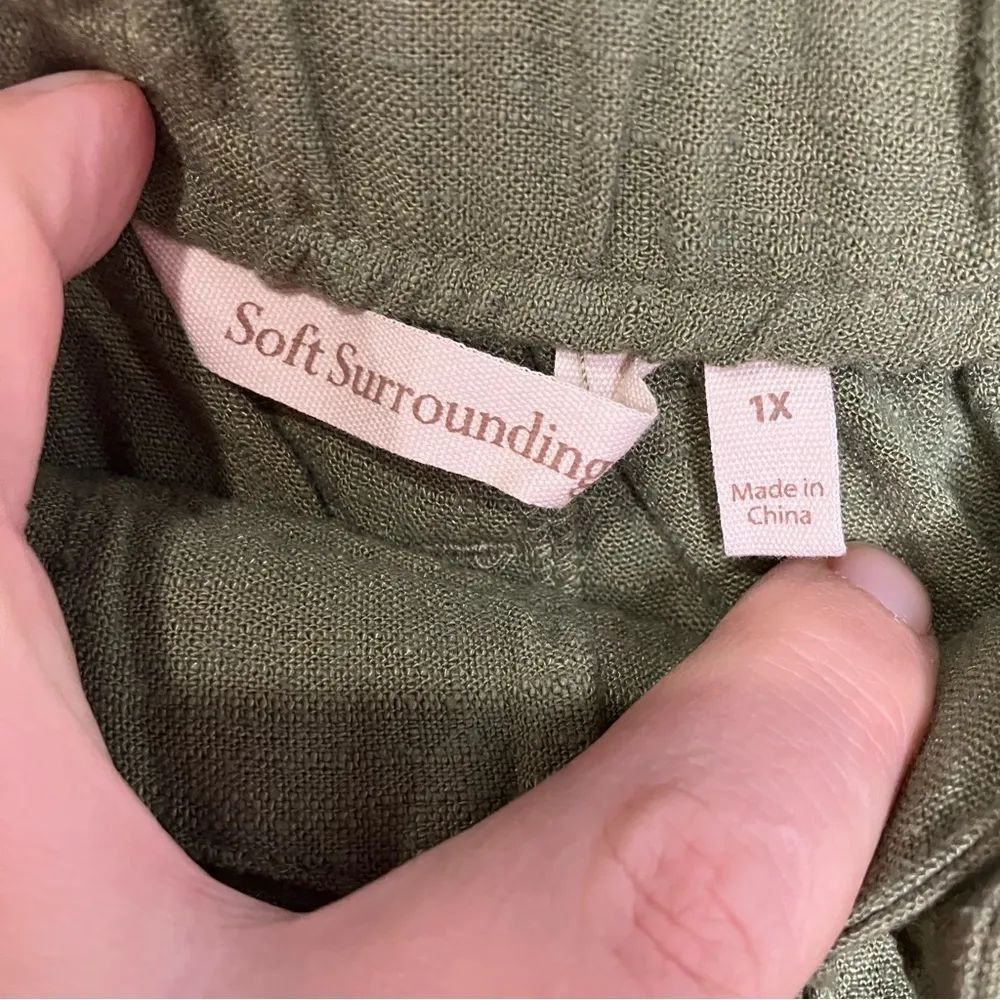 Soft surroundings summer breeze shorts linen blend green new with tags size 1X‎ - Image 3