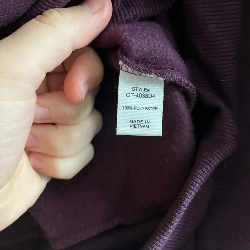 Women's Zenana Purple / Wine Cowl Neck Hoodie Size Medium - Image 6