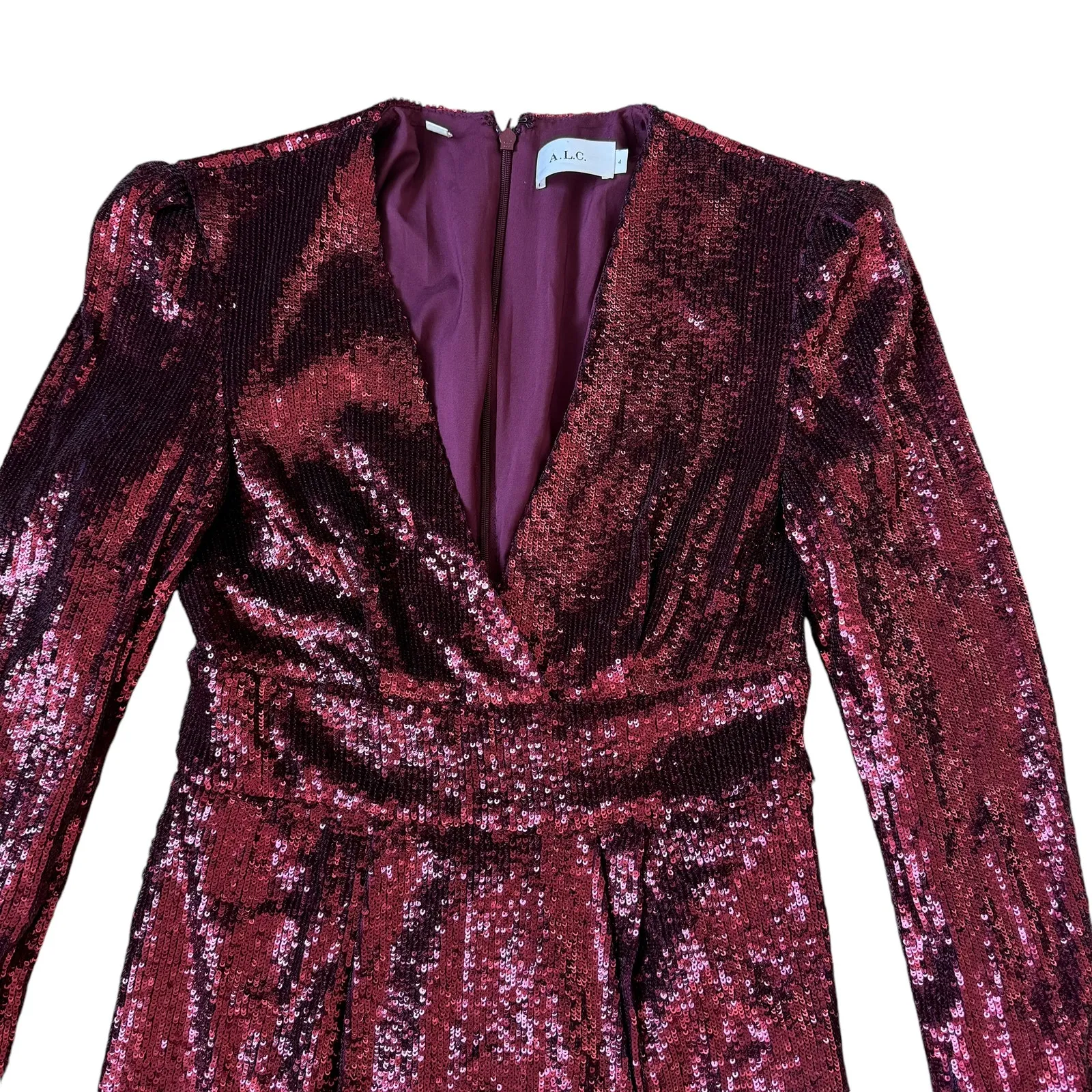 ALC Sequin Mini Dress Burgundy - Image 6