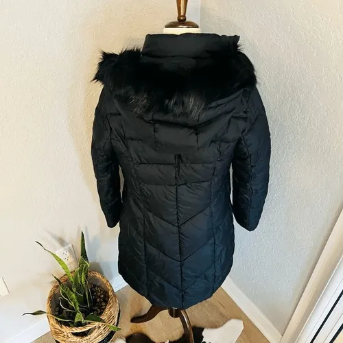 LARRY LEVINE Faux Fur Trim Removable Hooded Long Puff Coat, Black, Small, NWT - Image 12