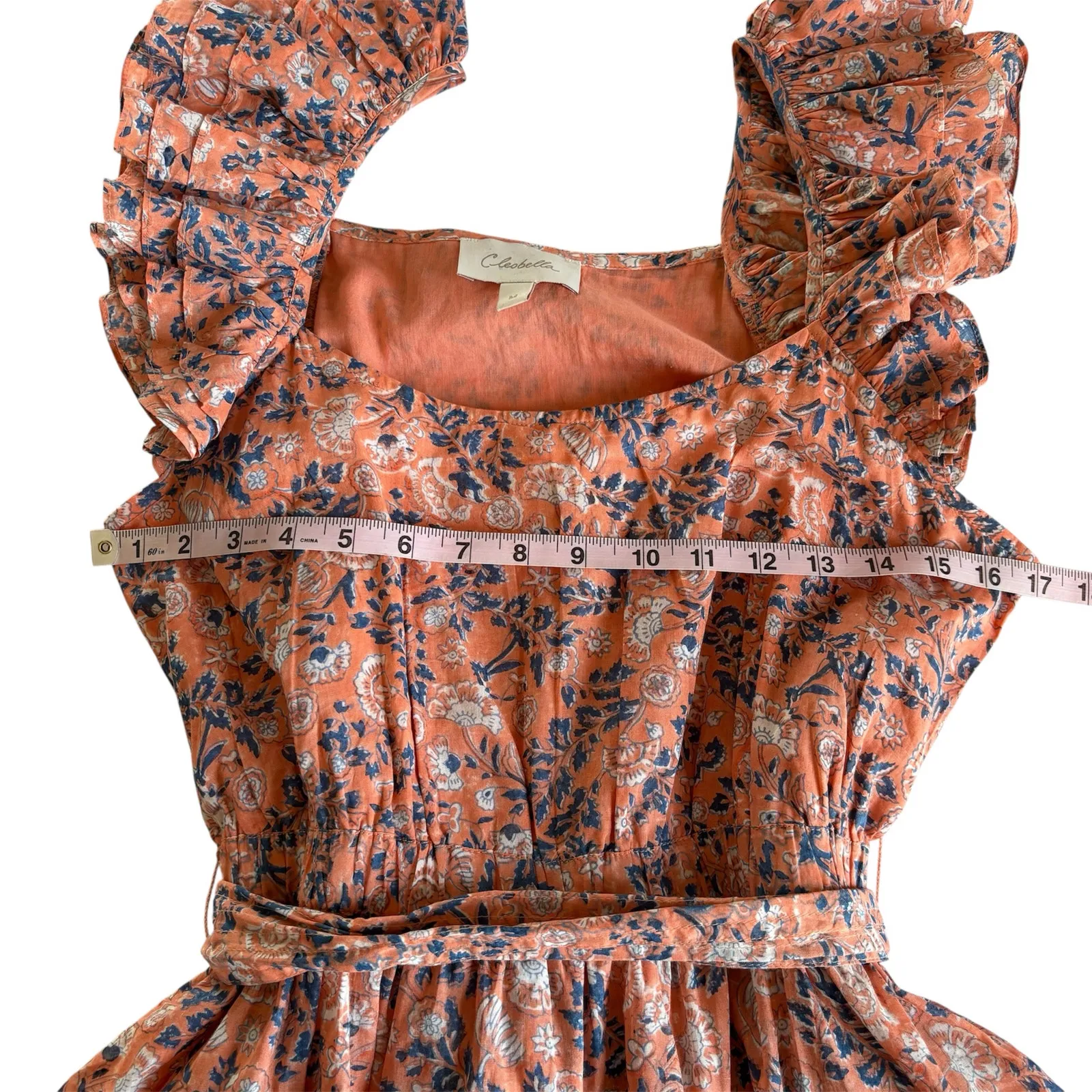 Cleobella Britt Ruffle Mini Dress in Positano Pink Floral Women’s Size Medium - Image 4