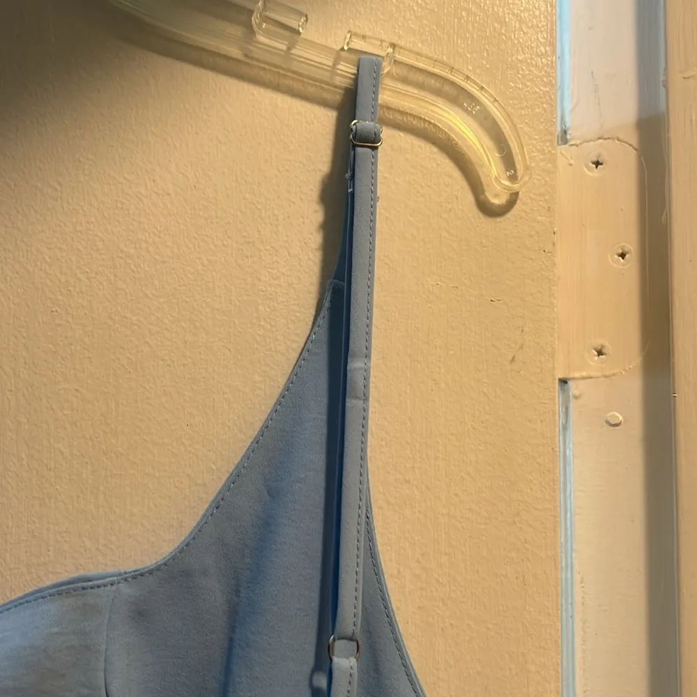 Mini Dress Sexy Party Dress Square Neck Spaghetti Straps Short Flowy Small Blue - Image 15