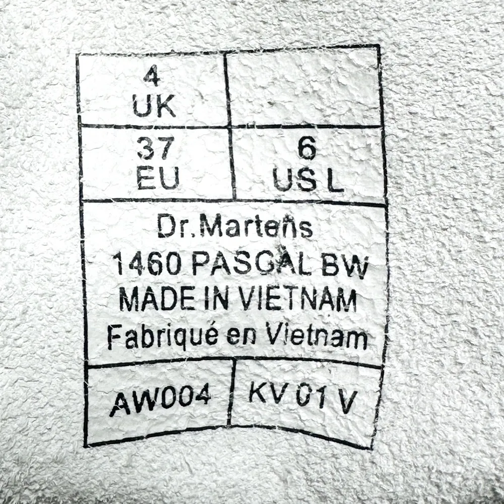 Dr. Martens 1460 Pascal Black Optical White Virginia Boots Size 37 - Image 10