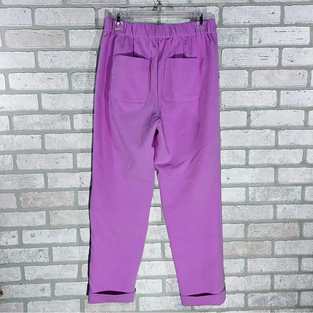 Maeve by Anthropologie Pintuck Tapered High Rise Cuffed Trousers in Lilac Size 4 - Image 4